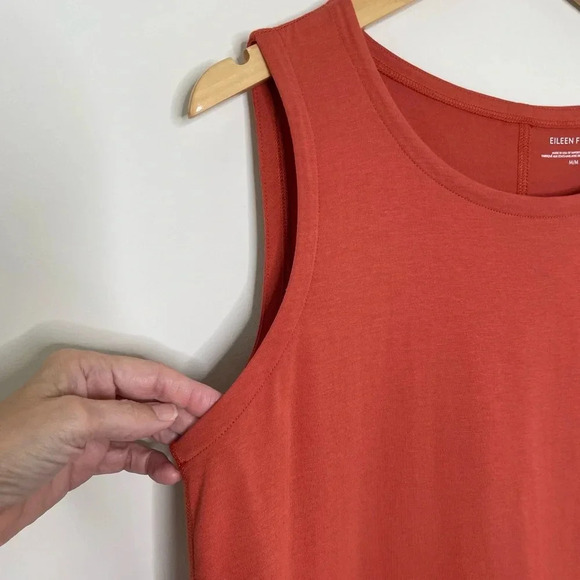 Eileen Fisher Organic Cotton Stretch Jersey Tank Dress in Earthy Orange - Picture 2 of 7